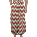 White Beige And Red Chevron Print Lantern Pants