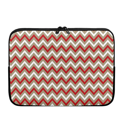 White Beige And Red Chevron Print Laptop Sleeve