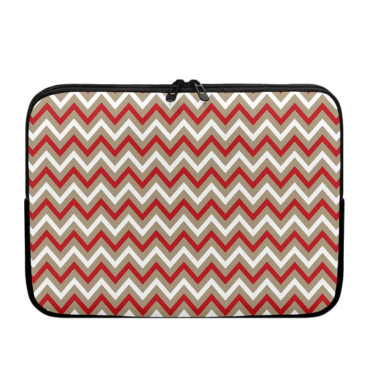 White Beige And Red Chevron Print Laptop Sleeve