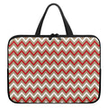 White Beige And Red Chevron Print Laptop Sleeve With Handle