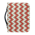 White Beige And Red Chevron Print Leather Bible Cover