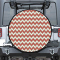 White Beige And Red Chevron Print Leather Spare Tire Cover