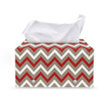 White Beige And Red Chevron Print Leather Tissue Box Cover