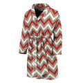 White Beige And Red Chevron Print Men's Bathrobe