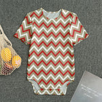 White Beige And Red Chevron Print Men's Bodysuit