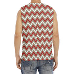 White Beige And Red Chevron Print Men's Fitness Tank Top