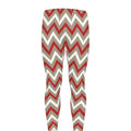 White Beige And Red Chevron Print Men's Leggings