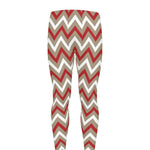 White Beige And Red Chevron Print Men's leggings