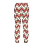 White Beige And Red Chevron Print Men's leggings
