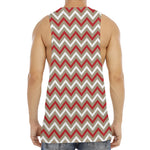 White Beige And Red Chevron Print Men's Muscle Tank Top