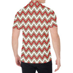 White Beige And Red Chevron Print Men's Shirt