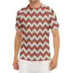 White Beige And Red Chevron Print Men's Short Sleeve Rash Guard
