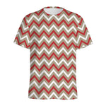 White Beige And Red Chevron Print Men's Sports T-Shirt