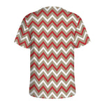 White Beige And Red Chevron Print Men's Sports T-Shirt
