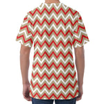 White Beige And Red Chevron Print Men's Velvet T-Shirt