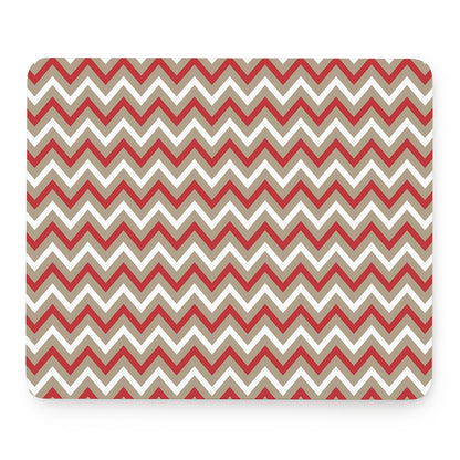 White Beige And Red Chevron Print Mouse Pad