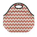 White Beige And Red Chevron Print Neoprene Lunch Bag