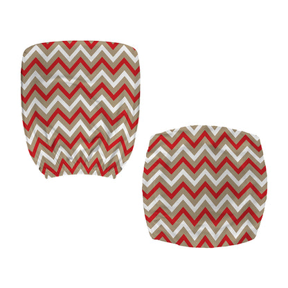 White Beige And Red Chevron Print Office Chair Cover