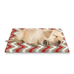 White Beige And Red Chevron Print Pet Cooling Mat Cover