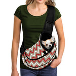 White Beige And Red Chevron Print Pet Sling Carrier