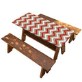 White Beige And Red Chevron Print Picnic Table Cover
