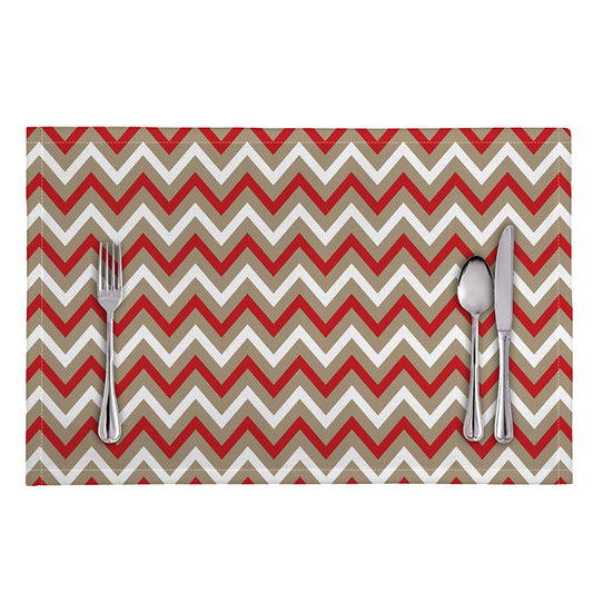White Beige And Red Chevron Print Placemat