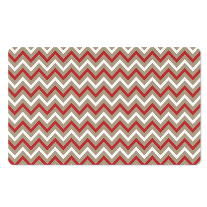 White Beige And Red Chevron Print Polyester Doormat