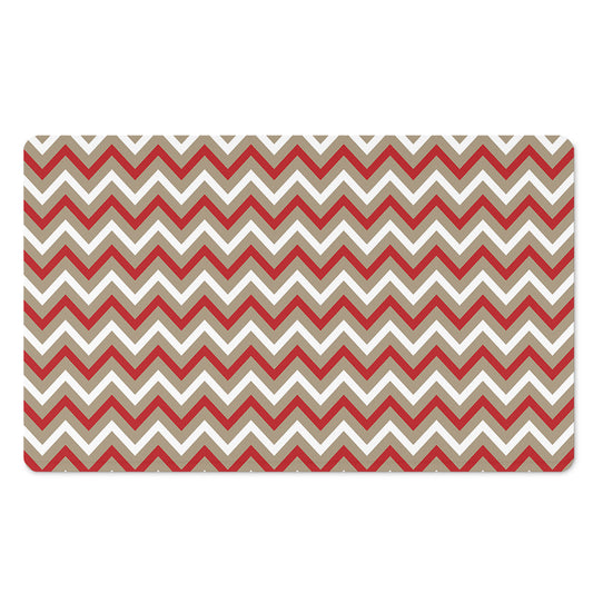White Beige And Red Chevron Print Polyester Doormat