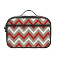 White Beige And Red Chevron Print Portable Lunch Bag