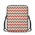 White Beige And Red Chevron Print Rectangular Crossbody Bag
