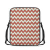 White Beige And Red Chevron Print Rectangular Crossbody Bag