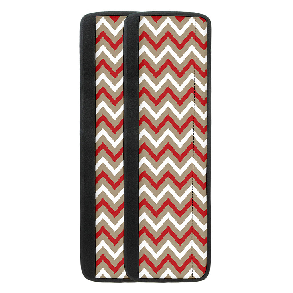 White Beige And Red Chevron Print Refrigerator Handle Covers