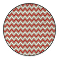 White Beige And Red Chevron Print Round Floor Mat