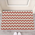 White Beige And Red Chevron Print Rubber Doormat