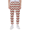 White Beige And Red Chevron Print Joggers
