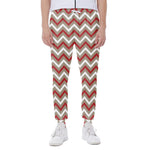 White Beige And Red Chevron Print Scuba Joggers