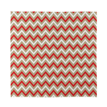 White Beige And Red Chevron Print Silk Bandana