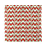 White Beige And Red Chevron Print Silk Bandana