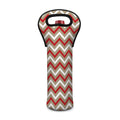 White Beige And Red Chevron Print Single Neoprene Wine Tote