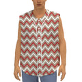 White Beige And Red Chevron Print Sleeveless Baseball Jersey