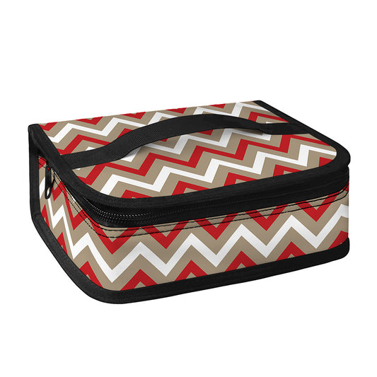 White Beige And Red Chevron Print Small Lunch Bag