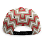 White Beige And Red Chevron Print Snapback Cap