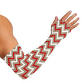 White Beige And Red Chevron Print Sun Protection Arm Sleeves