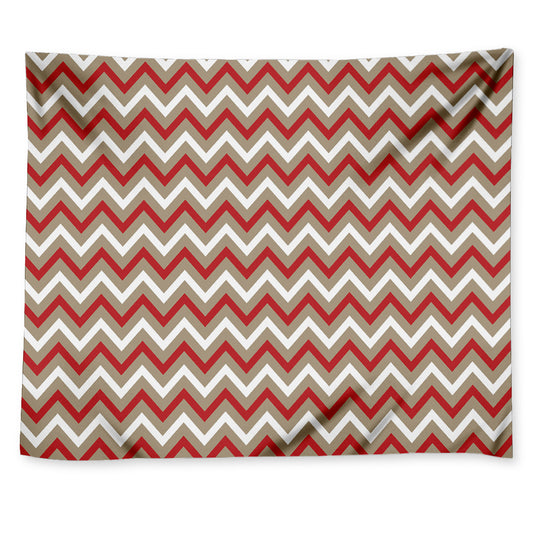 White Beige And Red Chevron Print Tapestry