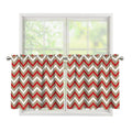 White Beige And Red Chevron Print Tier Curtains