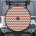 White Beige And Red Chevron Print Tire Cover With Camera Hole