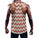 White Beige And Red Chevron Print Training Tank Top