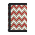 White Beige And Red Chevron Print Trifold Wallet