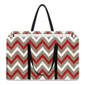 White Beige And Red Chevron Print Utility Tote Bag