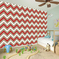 White Beige And Red Chevron Print Wall Sticker